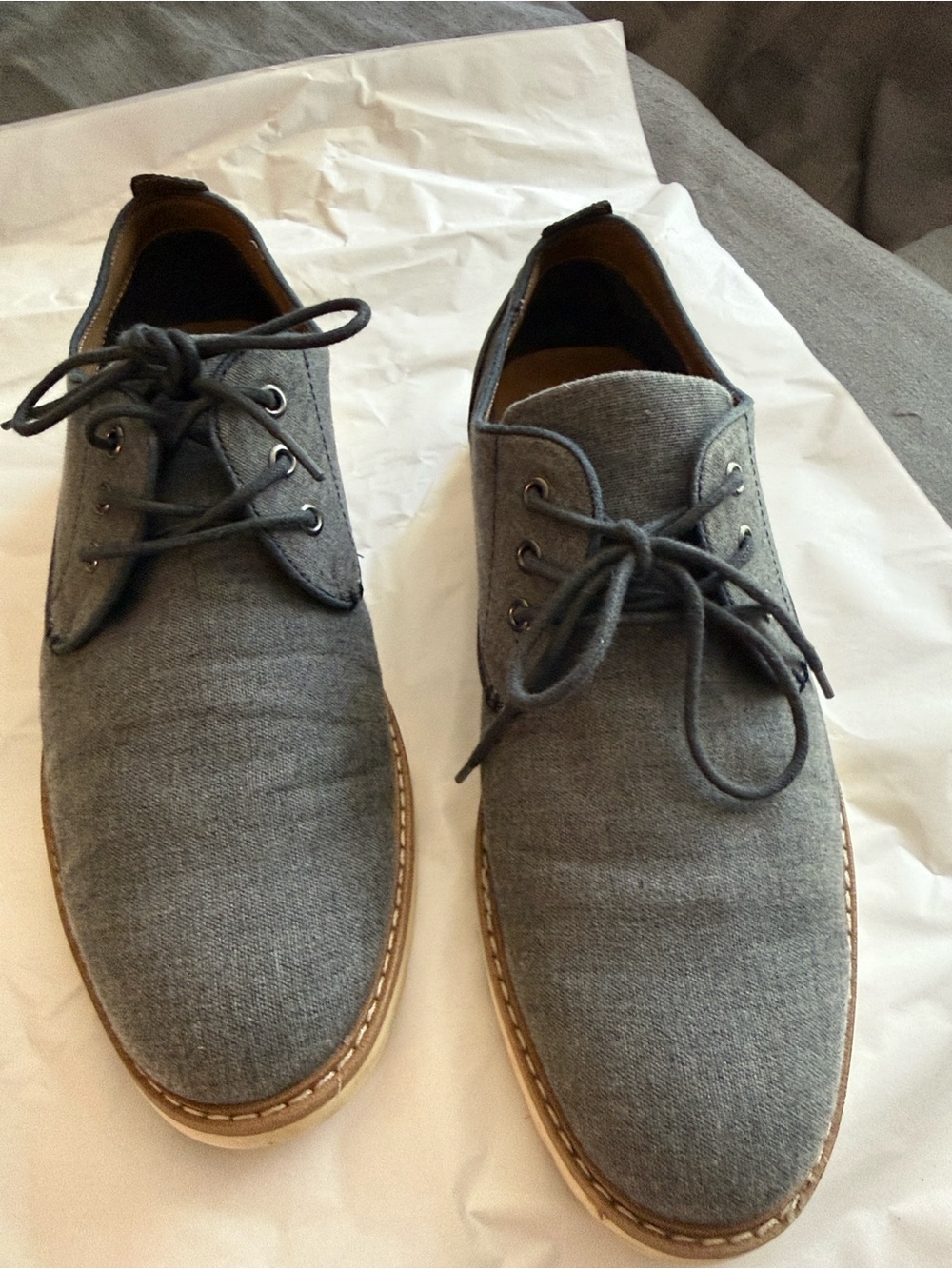 Men's Gray Textile Lace-Up Slip-On Loafers